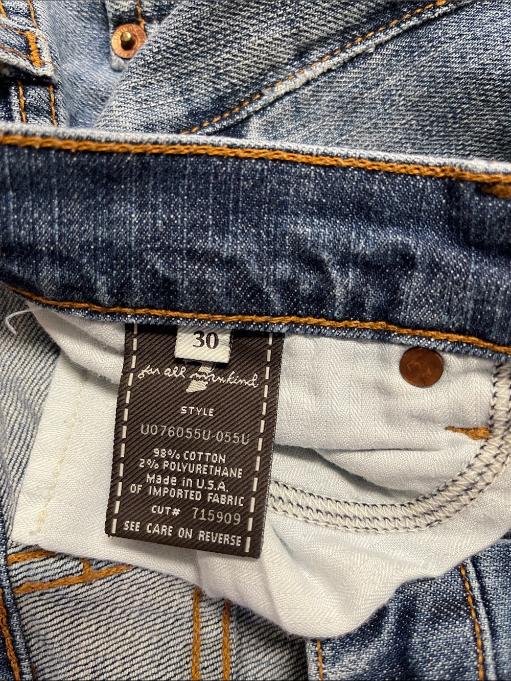 7 For All Mankind Medium Blue Flare Jeans with Raw Hem - Picture 2 of 6